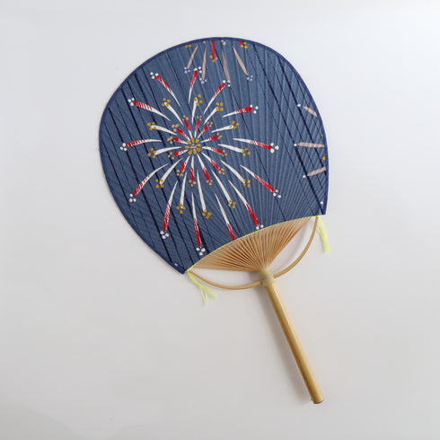 房州うちわ 玉子型「花火」